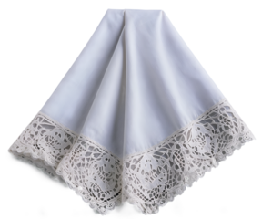 Elegant white handkerchief with intricate lace trim a timeless accessory evoking sophistication and delicate craftsmanship perfect for adding a touch of refinement to any occasion