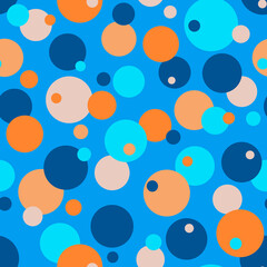 Abstract geometric seamless pattern Multicolor circles, polka dots, round shapes, disks Bright joyful, festive colors
