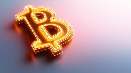 Glowing Bitcoin symbol on a light background