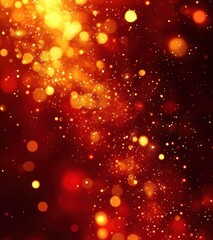 Obraz premium festive red background with golden glittering bokeh lights and stars elegant celebration card design