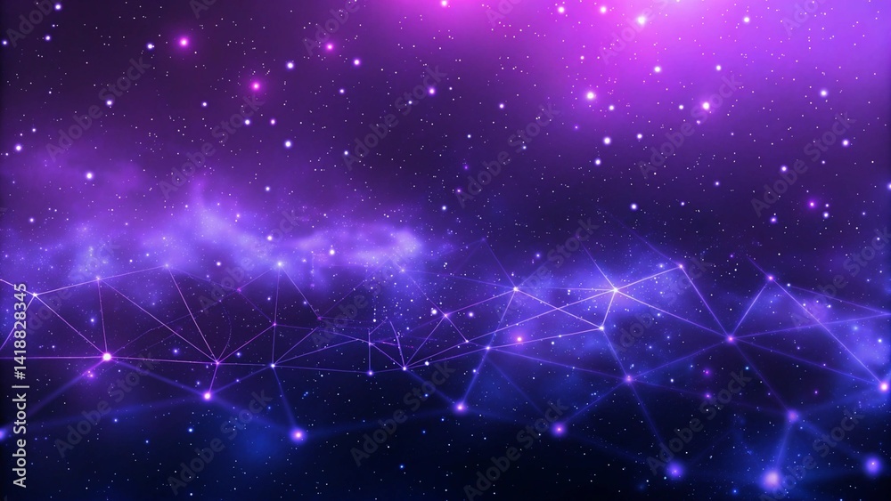 Poster Purple and blue abstract network background soft pastel background for graphic design templates, light mesh connections in violet and cyan tones ideal for tech visuals and creative layouts