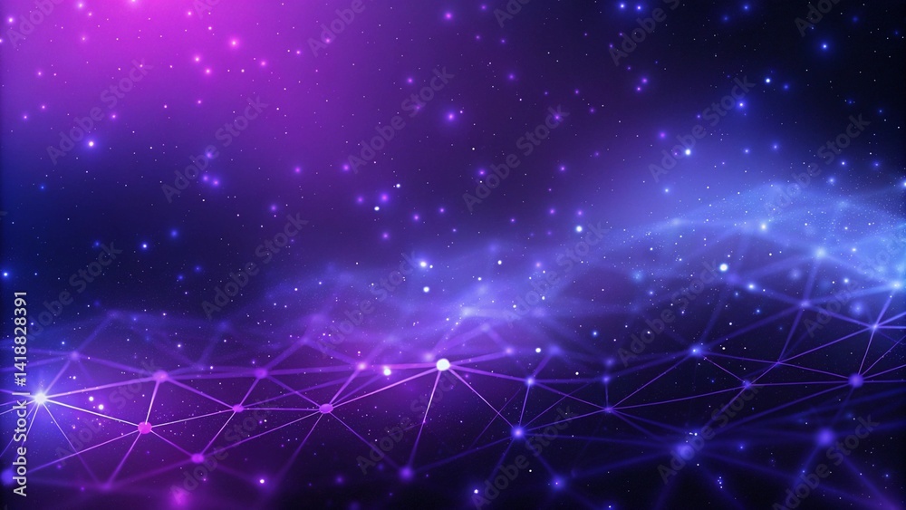 Poster Purple and blue abstract network background soft pastel background for graphic design templates, light mesh connections in violet and cyan tones ideal for tech visuals and creative layouts