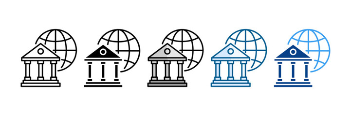 International Bank Icon Set Multiple Style Collection