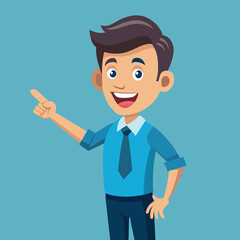 Happy man pointing into a blank copy space spot with two hands