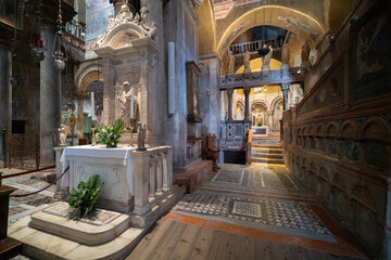 The interior of the byzantine styled San Marco church (Basilica di San Marco) in Venice, Italy	