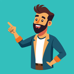 Happy man pointing into a blank copy space spot with two hands