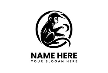 Minimalist monkey face logo icon designed with premium clean lines. Animal vector concept