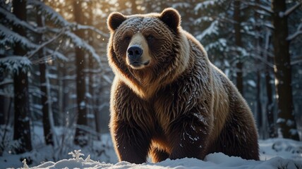 Fototapeta premium brown bear in the snow