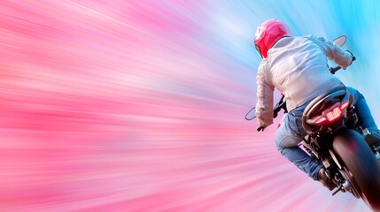 Fast motorcycle ride through vibrant colors