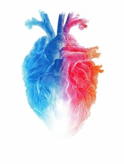 Obraz premium Artistic illustration of a human heart with intricate line detail and a gradient of colors.