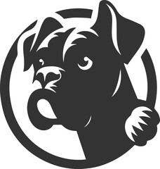 Boxer dog peeking silhouette vector