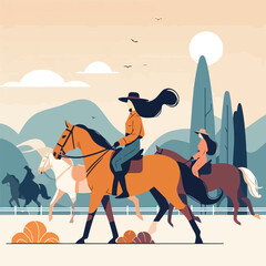 vector image of a person riding a horse