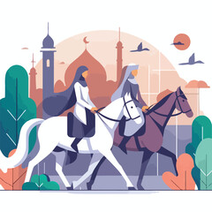 vector image of a person riding a horse