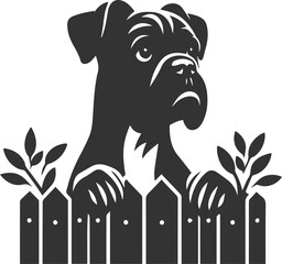 Boxer dog peeking silhouette vector