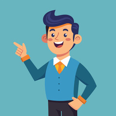 Happy man pointing into a blank copy space spot with two hands