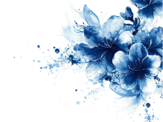 Abstract Blue Watercolor Floral Painting: A Serene Artistic Composition of Blooming Flowers