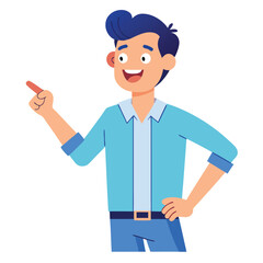 Happy man pointing into a blank copy space spot with two hands