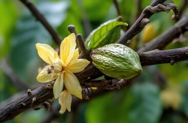 Cocoa Tree Blossoms and Young Pod: A Detailed Look at the Growth Process of Cacao