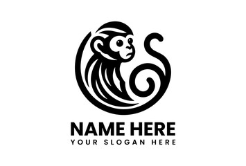 Minimalism monkey vector logo icon, premium clean design with elegant animal illustration on white background