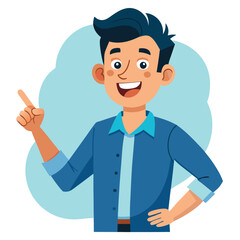 Happy man pointing into a blank copy space spot with two hands