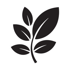 Minimalist Vector Black silhouettes Leafy Plant Logo. with white background