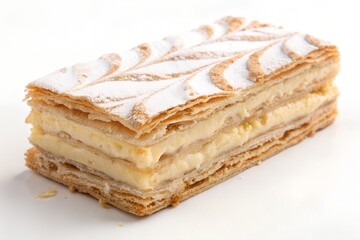 French mille-feuille pastry layers visible, isolated on white background