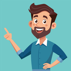 Happy man pointing into a blank copy space spot with two hands
