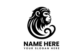 Bold minimalist monkey vector logo, premium isolated icon design with modern animal illustration