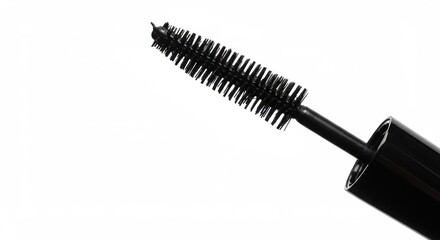 Black Mascara Brush on White Background