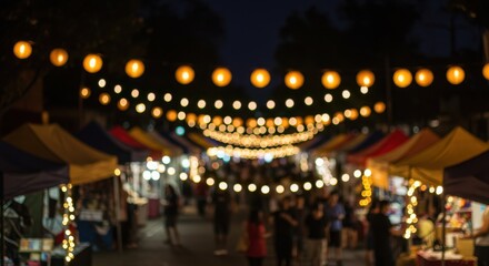 Obraz premium Blurry Night Market Scene with Warm Lighting
