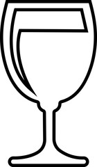 Wine glass icon in line. isolated on transparent background.