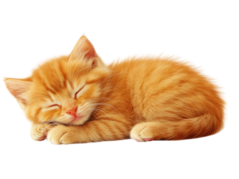 Adorable Ginger Kitten Sleeping Peacefully A Cute Orange Tabby Cat Napping Sweetly