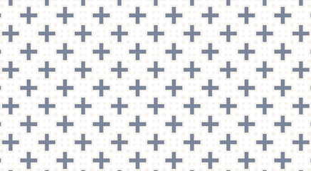 Fototapeta premium Seamless geometric pattern featuring crosses and small dots, ideal for backgrounds, textiles, and graphic design projects