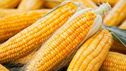 Fresh corn on cob with bright yellow kernels, showcasing its natural sweetness and vibrant color, perfect for summer meals