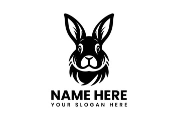 Monochrome Rabbit Head Illustration. Minimalist Animal Art