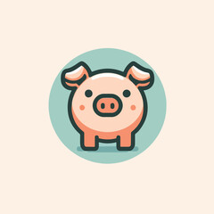 vector image of cute pig