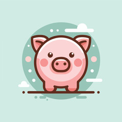vector image of cute pig