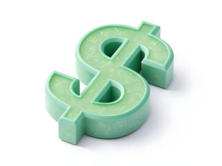 Three Dimensional Green Dollar Sign Symbol Isolated on White Background