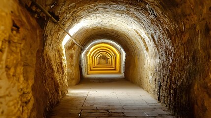 Fototapeta premium Enchanting Ruins of a Lost Subterranean City Illuminated by Ethereal Golden Light Discover the Mysterious and Captivating Remnants of an Ancient Civilization Hidden for Centuries