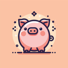 vector image of cute pig