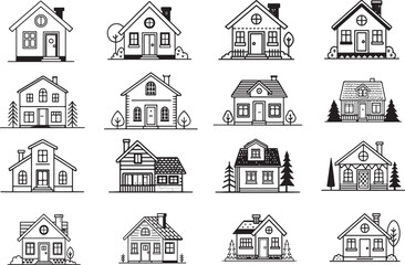 set of houses icons