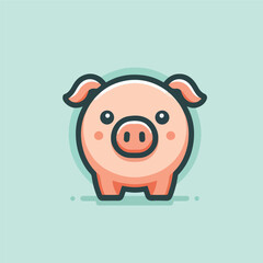 vector image of cute pig