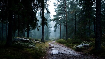 Fototapeta premium Misty forest path (2)