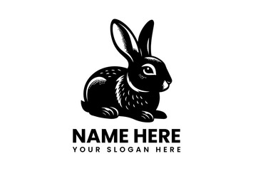 Detailed Rabbit Vector Logo Silhouette. Classic Animal Motif