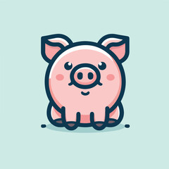 vector image of cute pig