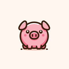 vector image of cute pig