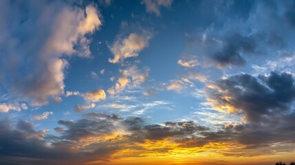 Obraz premium Dramatic sunset sky with varied clouds