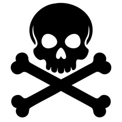 Black Skull and Crossbones Vector | High-Quality Transparent Silhouette PNG