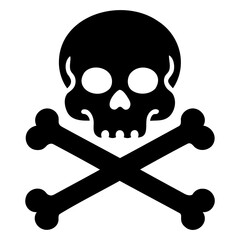 Skull and Crossbones Silhouette Vector | Black Design PNG on Transparent Background