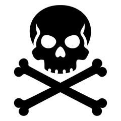 Skull and crossbones black silhouette vector illustration isolated on transparent background